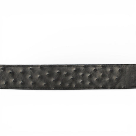 Cinturón de Piel con Estampado de Avestruz Negro y Gris con Hebilla Metálica Texas - TMB205578 - Tanner Mark Boots
