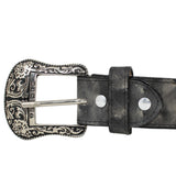 Cinturón de Piel con Estampado de Avestruz Negro y Gris con Hebilla Metálica Texas - TMB205578 - Tanner Mark Boots