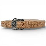 Cinturon de Piel con Estampado de Cincelado Floral y Hebilla Metálica Texas - TMB207020 - Tanner Mark Boots