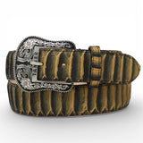 Cinturon de Piel con Estampado de Piton Jumbo y Hebilla Metálica Texas Miel - TMB205589 - Tanner Mark Boots