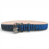 Cinturon de Piel con Estampado de Piton Jumbo y Hebilla Texas Azul - TMB205590 - Tanner Mark Boots