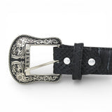 Cinturon de Piel con Estampado de Piton Jumbo y Hebilla Texas Negro - TMB205592 - Tanner Mark Boots