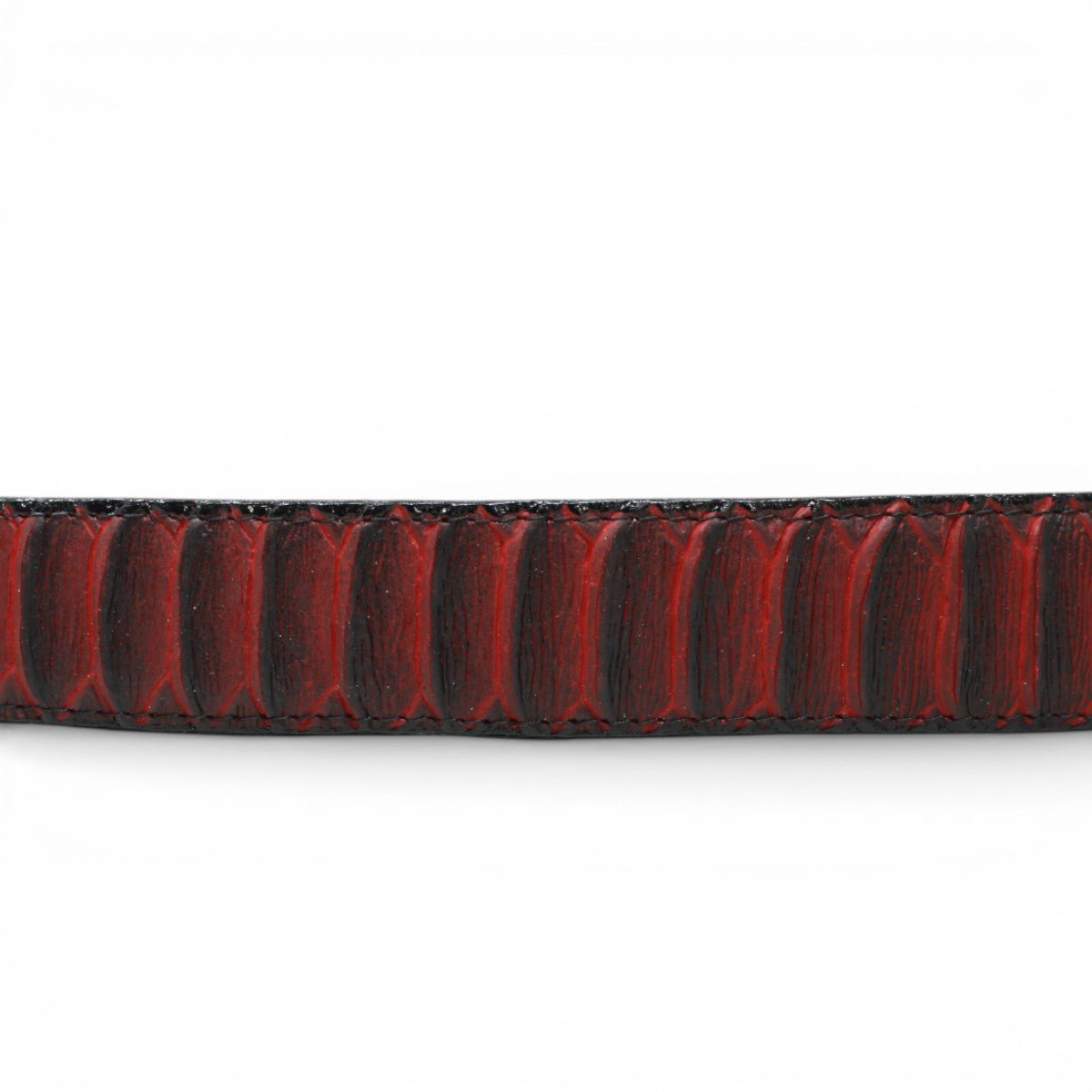 Cinturon de Piel con Estampado de Piton Jumbo y Hebilla Texas Rojo - TMB205594 - Tanner Mark Boots