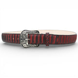 Cinturon de Piel con Estampado de Piton Jumbo y Hebilla Texas Rojo - TMB205594 - Tanner Mark Boots