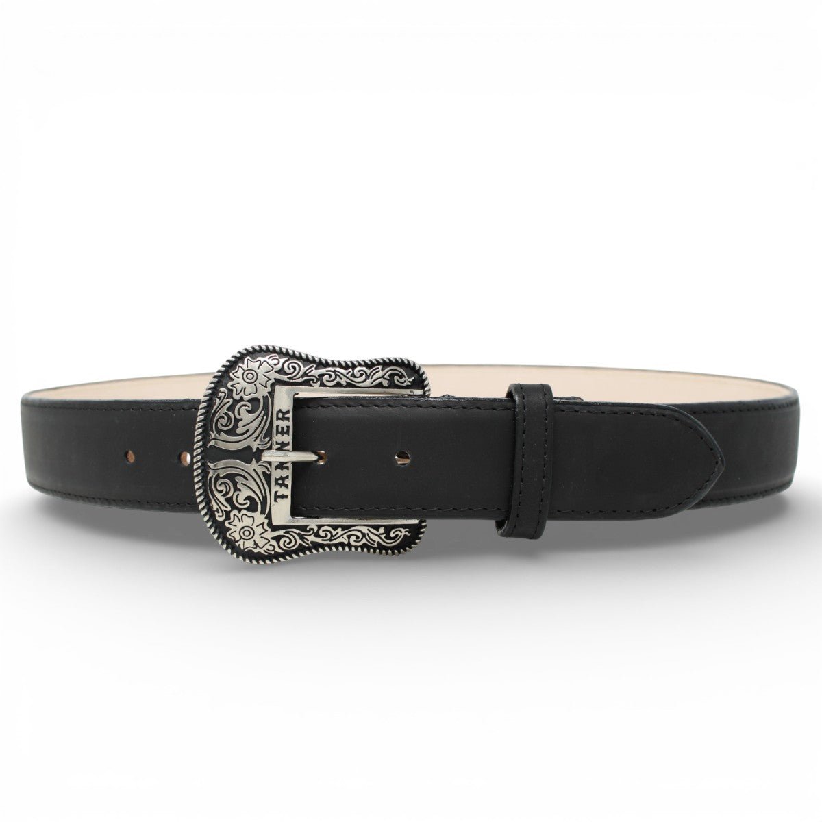 Cinturón de Piel con Hebilla Metálica Texas Negro - TMB201264 - Tanner Mark Boots