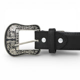 Cinturón de Piel con Hebilla Metálica Texas Negro - TMB201264 - Tanner Mark Boots