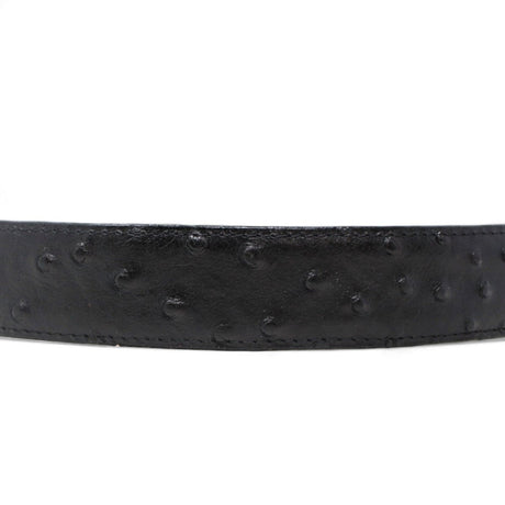 Cinturón de Piel Genuina con Estampado de Avestruz y Hebilla Metálica Texas Negro - Tanner Mark Boots