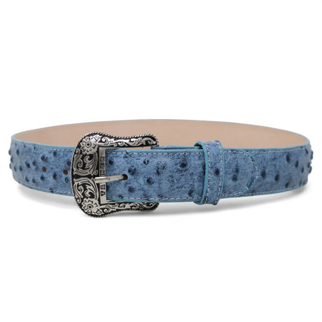 Cinturón de Piel Genuina con Estampado de Avestruz y Hebilla Metálica Texas - Tanner Mark Boots