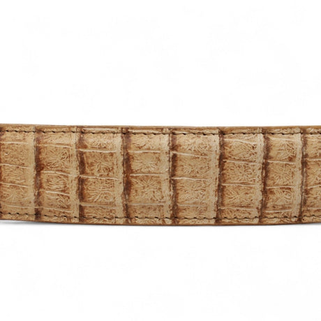 Cinturon de Piel Genuina con Estampado de Caiman Panza Hebilla Metálica Texas Arena - Tanner Mark Boots