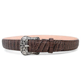 Cinturon de Piel Genuina con Estampado de Caiman Panza Hebilla Metálica Texas Cafe - Tanner Mark Boots