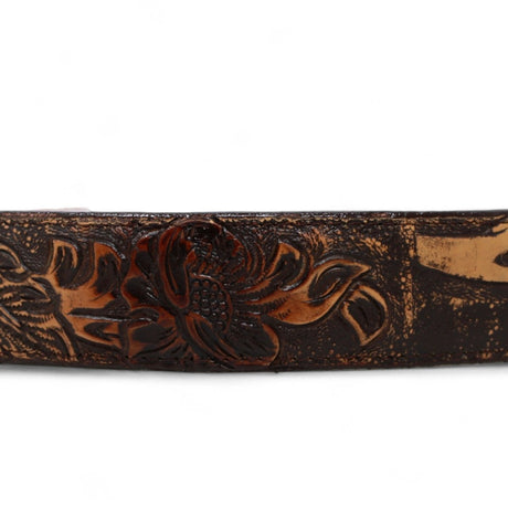 Cinturon de Piel Genuina con Estampado de Cincelada y Hebilla Metálica Texas - Tanner Mark Boots