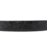Cinturon de Piel Genuina con Estampado de Cincelado Floral y Hebilla Metálica Texas - Negro - Tanner Mark Boots