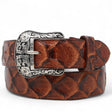 Cinturón de Piel Genuina con Estampado de Pirarucu y Hebilla Metálica Texas Cognac - Tanner Mark Boots
