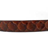 Cinturón de Piel Genuina con Estampado de Pirarucu y Hebilla Metálica Texas Cognac - Tanner Mark Boots