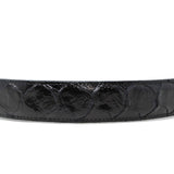 Cinturón de Piel Genuina con Estampado de Pirarucu y Hebilla Metálica Texas Negro - Tanner Mark Boots