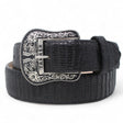 Cinturón de Piel Genuina con Estampado de Teju y Hebilla Metálica Texas Negro - Tanner Mark Boots