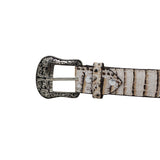 Cinturón de Piel Grabada Caiman con Hebilla Metálica Texas Natural - TMB205569 - Tanner Mark Boots