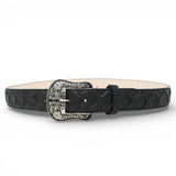 Cinturón de Piel Grabada Pirarucu con Hebilla Metálica Texas Negro - TMB205560 - Tanner Mark Boots