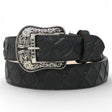 Cinturón de Piel Grabada Pirarucu con Hebilla Metálica Texas Negro - TMB205560 - Tanner Mark Boots