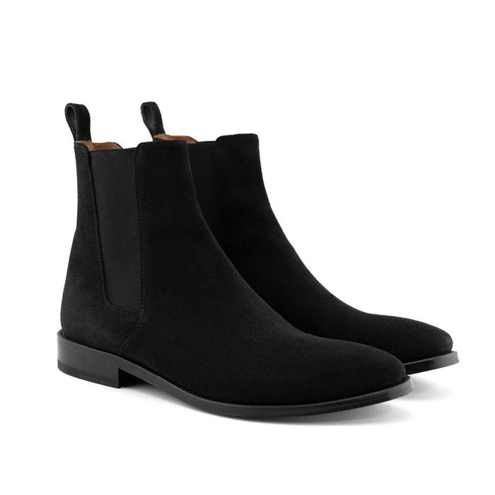 Classic Suede Chelsea Boots Black - Quincy Boots