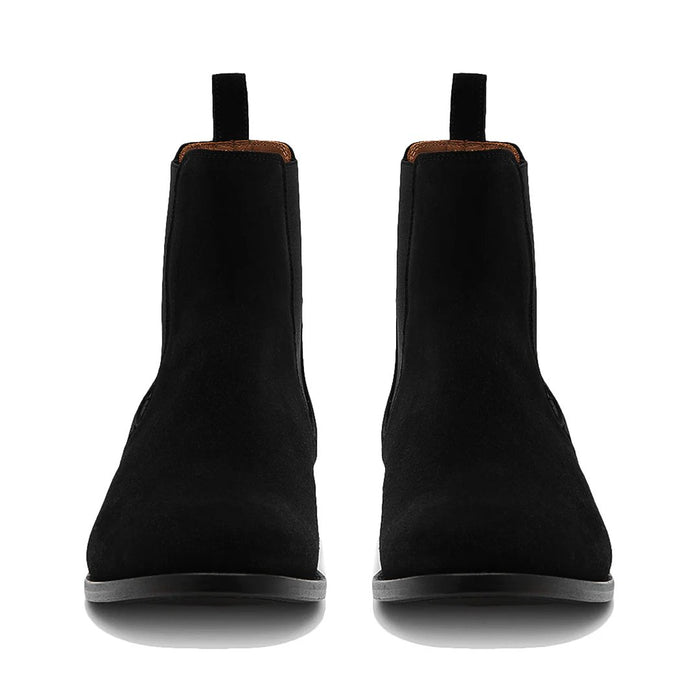 Classic Suede Chelsea Boots Black - Quincy Boots