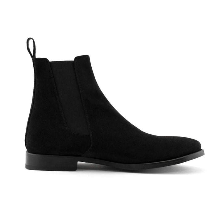 Classic Suede Chelsea Boots Black - Quincy Boots