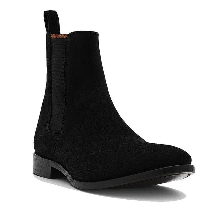 Classic Suede Chelsea Boots Black - Quincy Boots