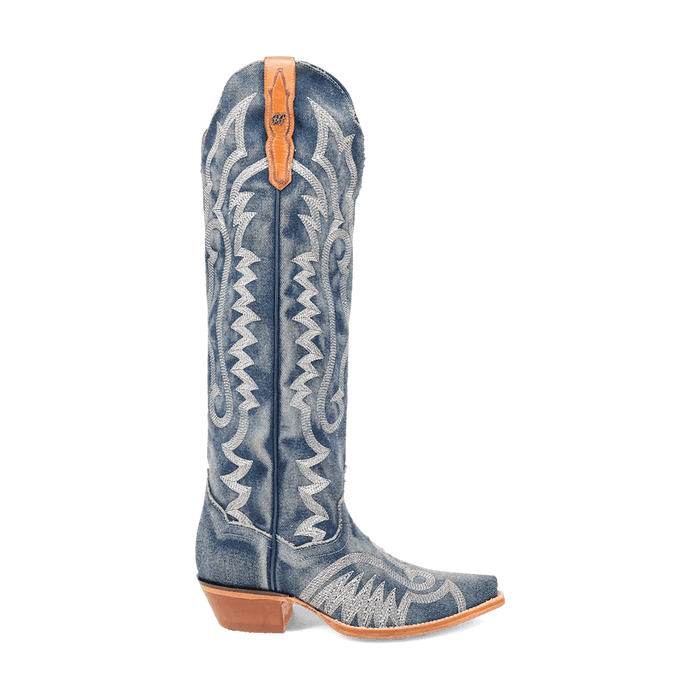 Dan Post Women's Denim Darlin Snip Toe Leather Tall Boots - Blue - Dan Post Boots