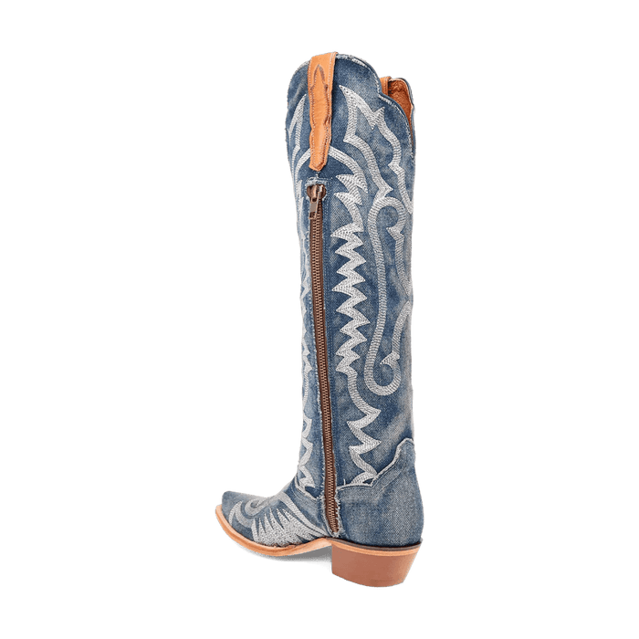 Dan Post Women's Denim Darlin Snip Toe Leather Tall Boots - Blue - Dan Post Boots