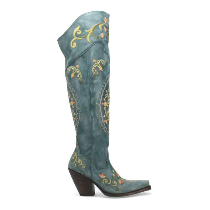 Dan Post Women's Flower Child Snip Toe Leather Tall Boots - Turquoise - Dan Post Boots