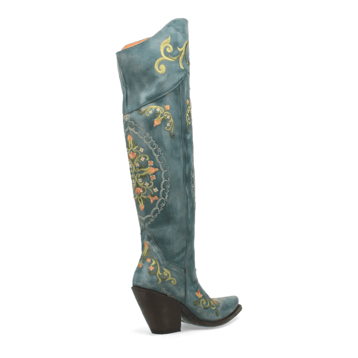 Dan Post Women's Flower Child Snip Toe Leather Tall Boots - Turquoise - Dan Post Boots