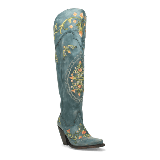 Dan Post Women's Flower Child Snip Toe Leather Tall Boots - Turquoise - Dan Post Boots