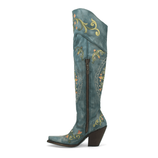 Dan Post Women's Flower Child Snip Toe Leather Tall Boots - Turquoise - Dan Post Boots