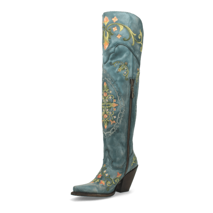 Dan Post Women's Flower Child Snip Toe Leather Tall Boots - Turquoise - Dan Post Boots