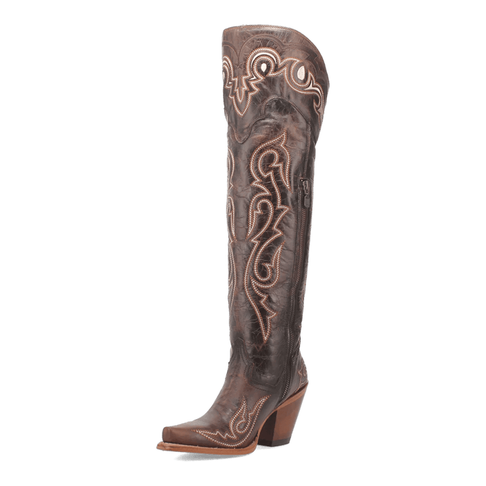 Dan Post Women's Kommotion Snip Toe Leather Tall Boots - Chocolate - Dan Post Boots