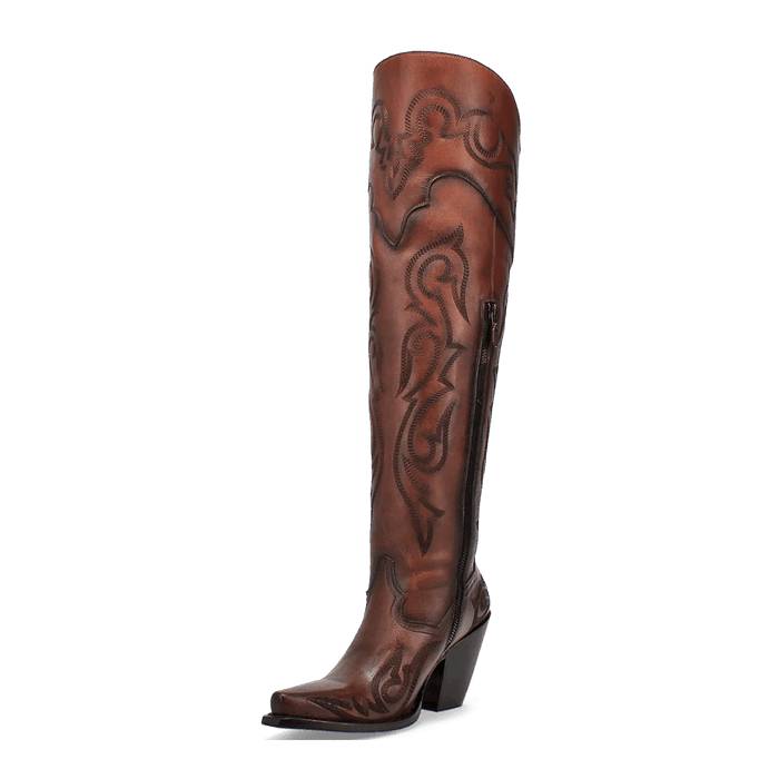 Dan Post Women's Seductress Snip Toe Leather Tall Boots - Chestnut - Dan Post Boots