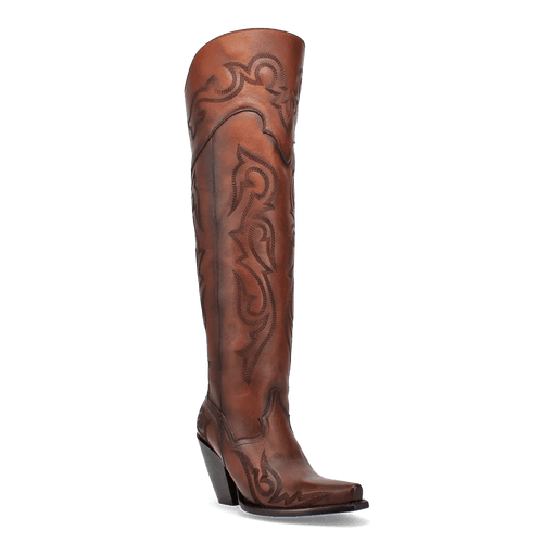 Dan Post Women's Seductress Snip Toe Leather Tall Boots - Chestnut - Dan Post Boots