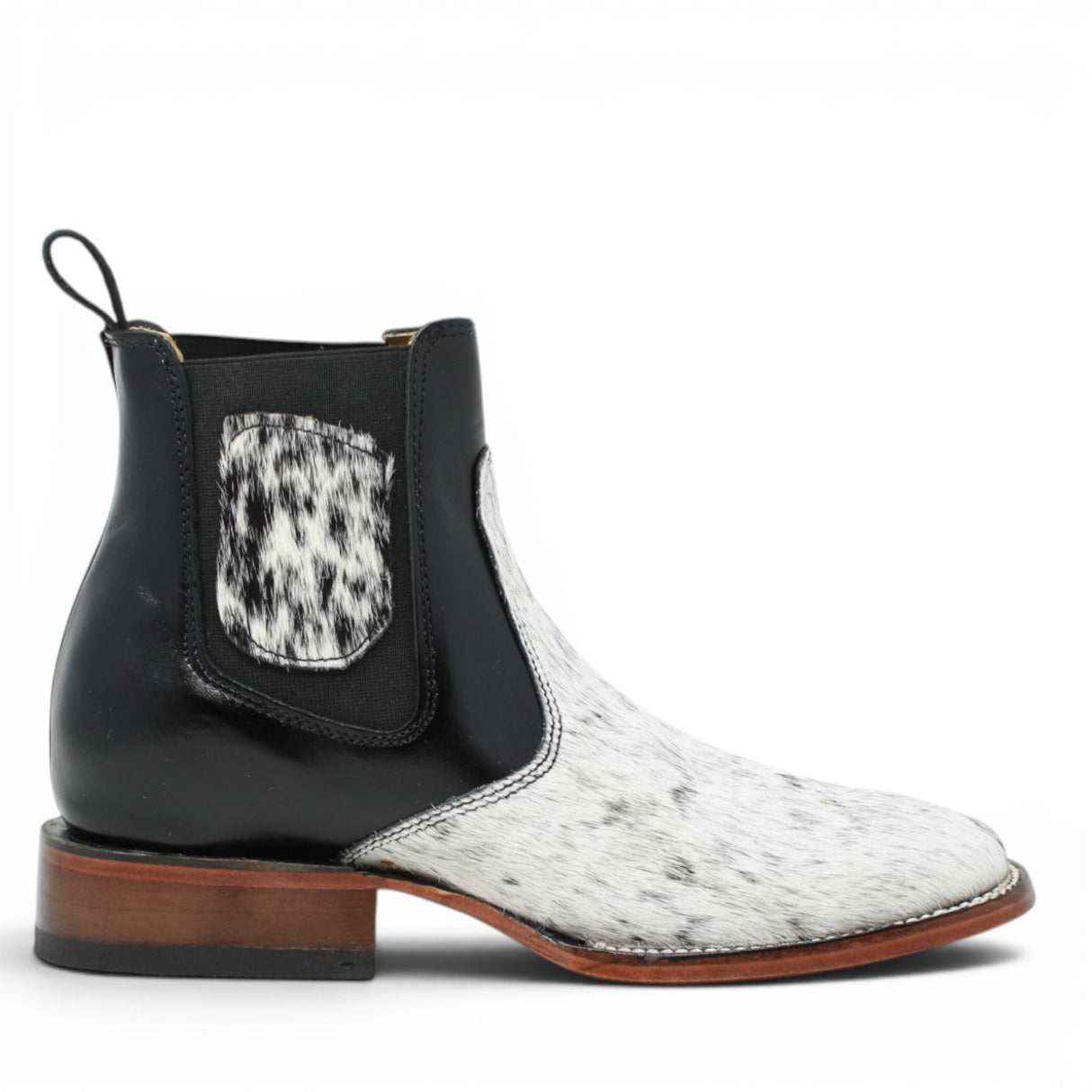 Genuine Cowhide Fur Leather Ankle Boots with Wide Square Toe - Rodeo Imports