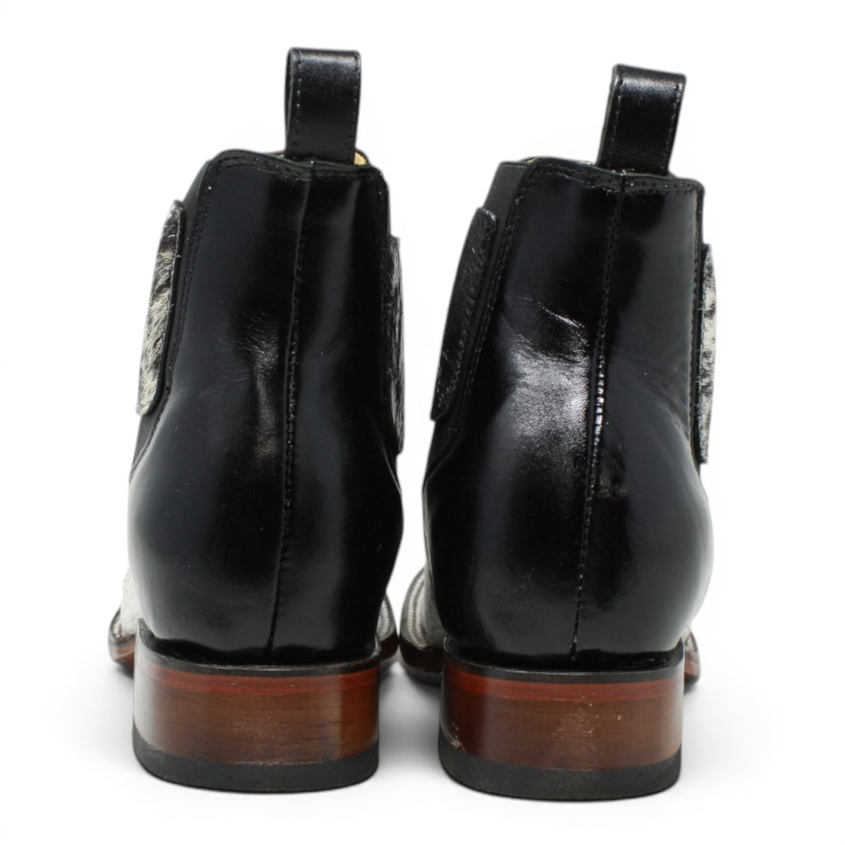 Genuine Cowhide Fur Leather Ankle Boots with Wide Square Toe - Rodeo Imports