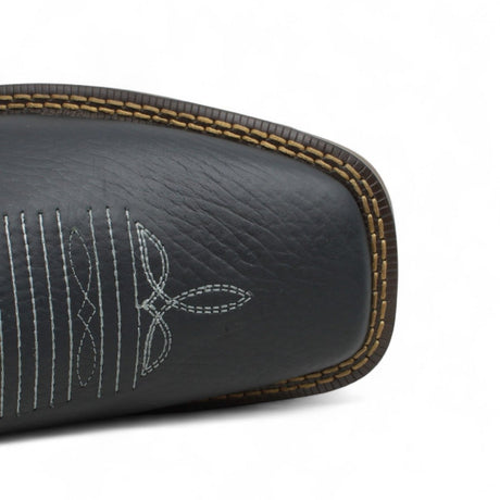 El Besserro Men's Square Toe Leather Ankle Boots Black - Hooch