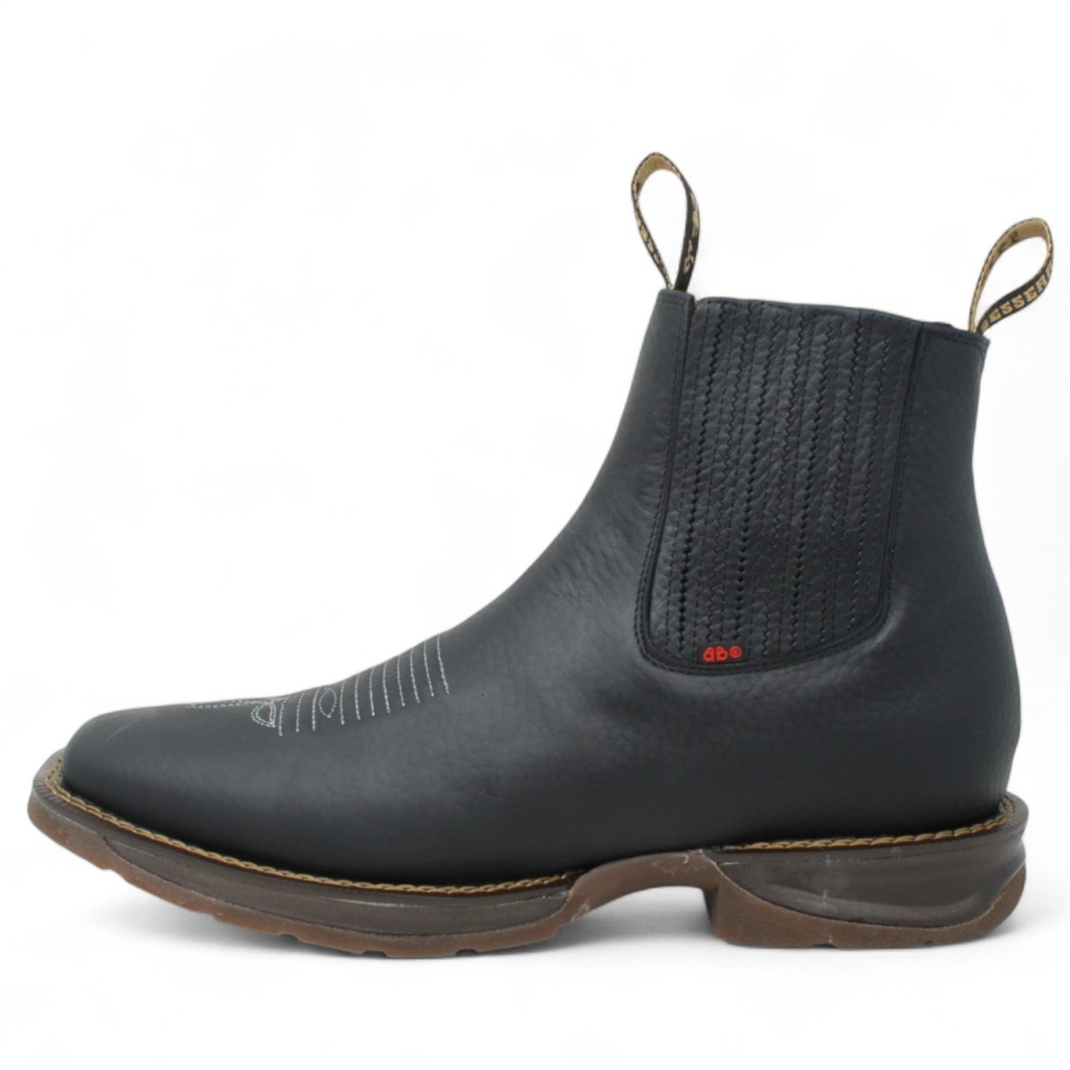 El Besserro Men's Square Toe Leather Ankle Boots Black - Hooch