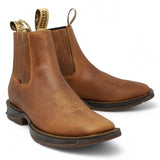 El Besserro Men's Square Toe Leather Ankle Boots Honey - Hooch