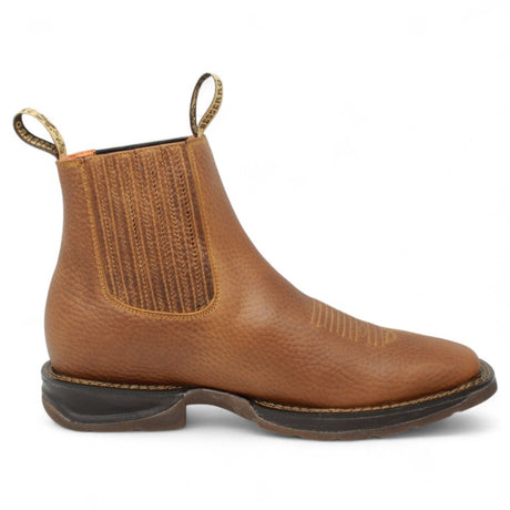 El Besserro Men's Square Toe Leather Ankle Boots Honey - Hooch