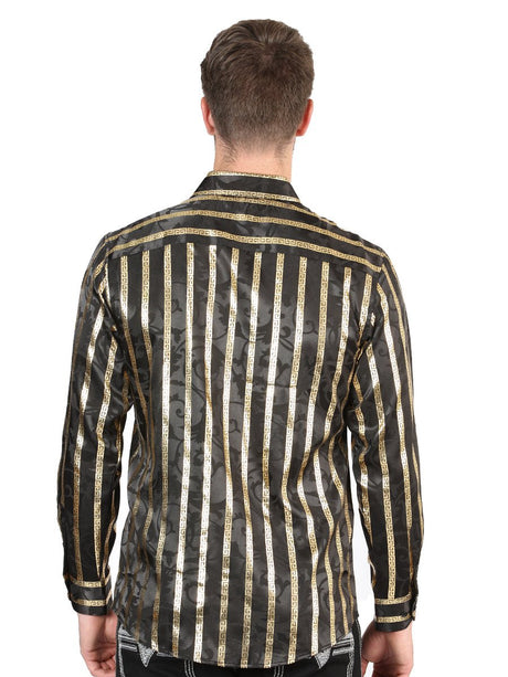 El General Black/Gold Casual Long - Sleeve Shirt 44554 - Diana Zapateria Inc