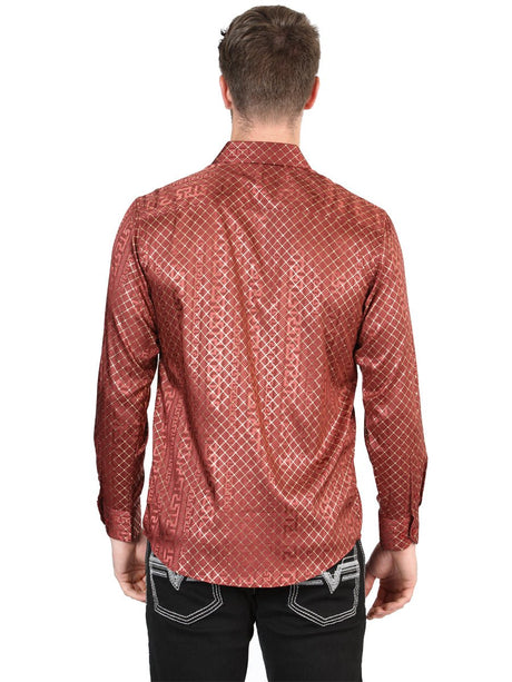 El General Burgundy Casual Long - Sleeve Shirt 44552 - Diana Zapateria Inc