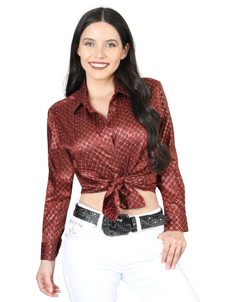 El General Burgundy Casual Long - Sleeve Shirt - 44561 - Diana Zapateria Inc