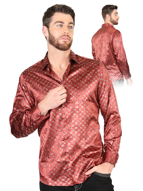 El General Burgundy/Gold Casual Long - Sleeve Shirt 44546 - Diana Zapateria Inc