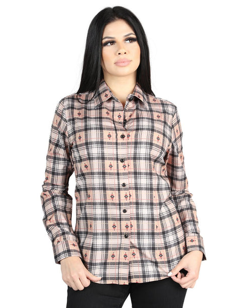 El General - Casual Long - Sleeve Shirt - Beige/Black 44715 - Diana Zapateria Inc