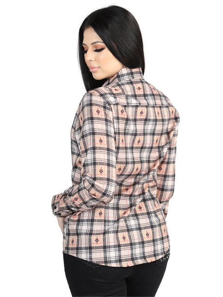 El General - Casual Long - Sleeve Shirt - Beige/Black 44715 - Diana Zapateria Inc