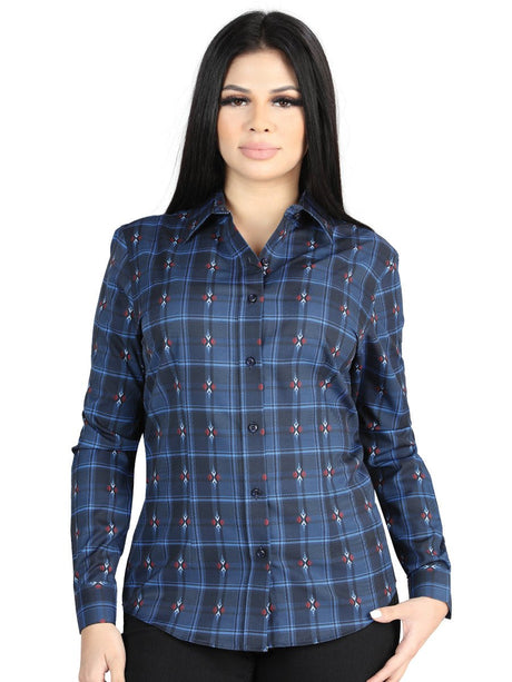 El General - Casual Long - Sleeve Shirt - Black/Blue 44721 - Diana Zapateria Inc